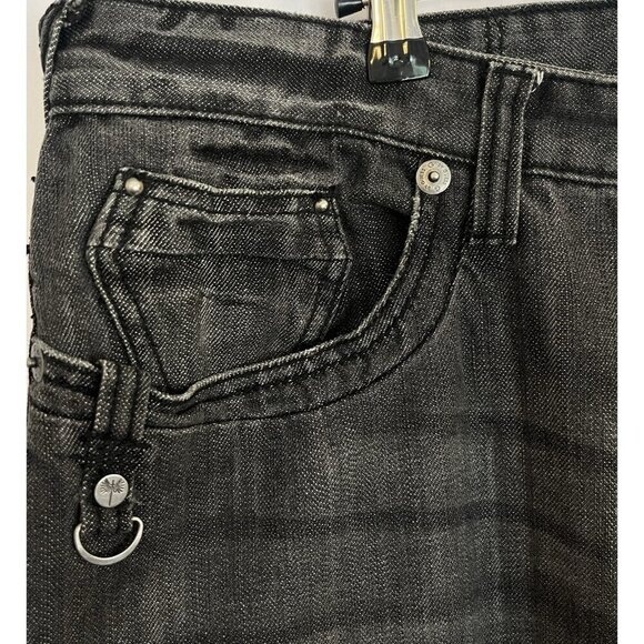 Guess Jeans Rolland Low Bootcut 38 Black Distressed Button Fly 90s Y2K Hip Hop - Picture 8 of 16